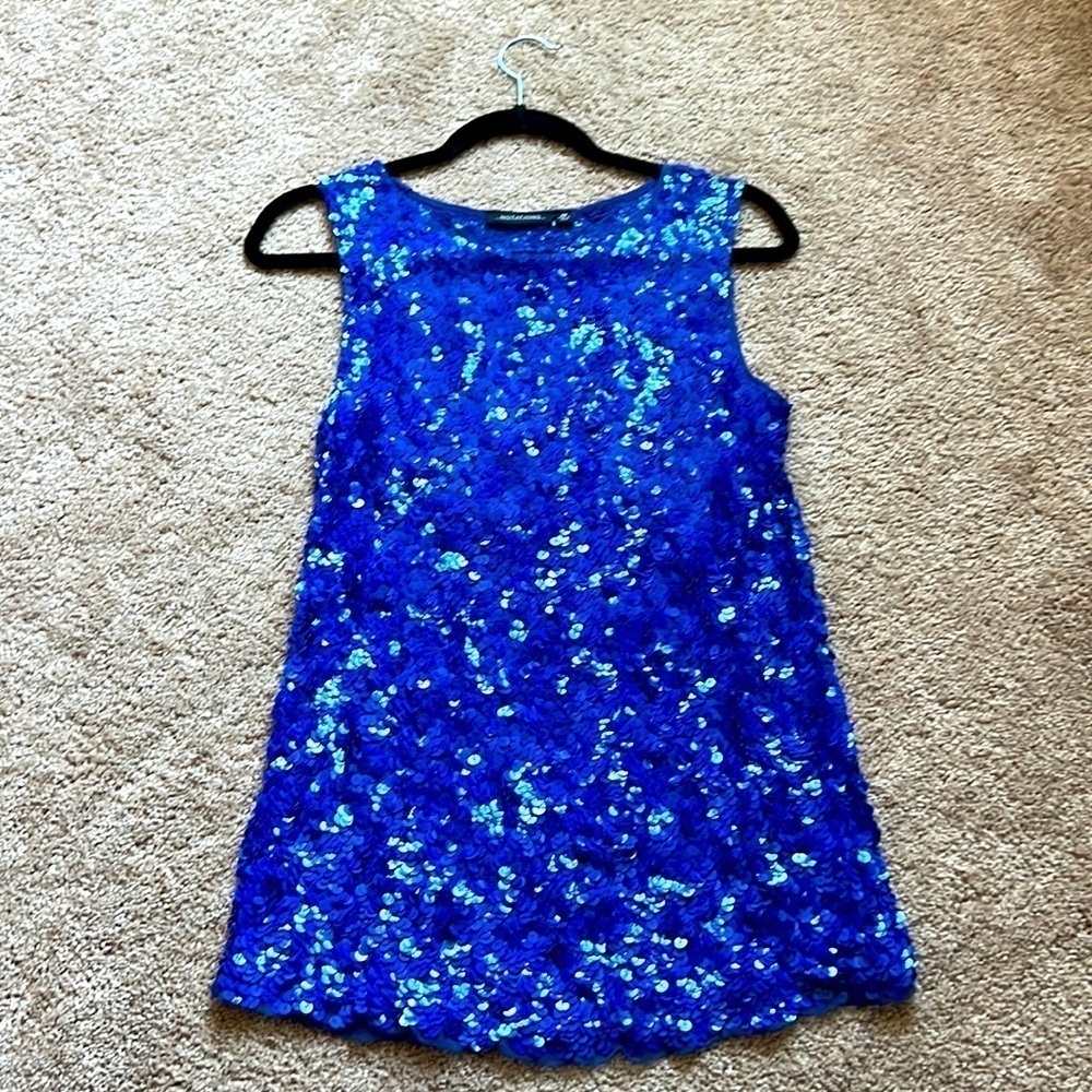 Notations blue sequins sleeveless top